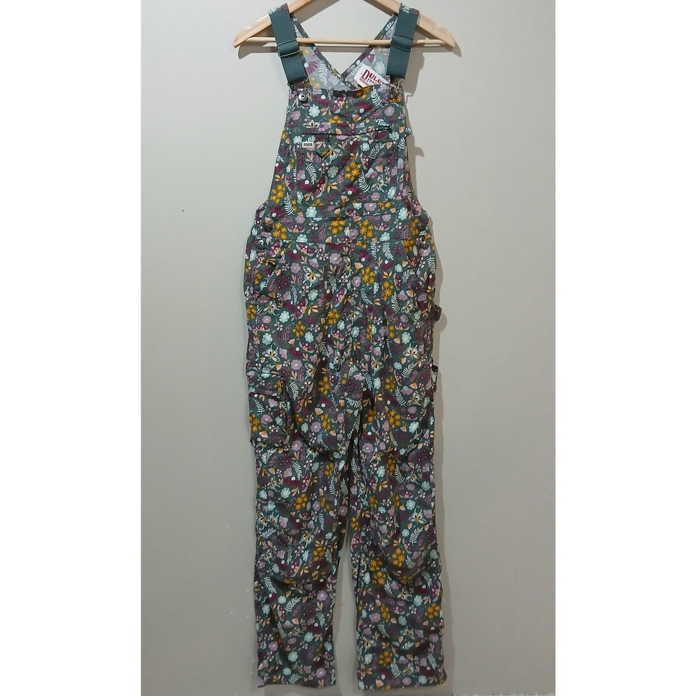 DULUTH TRADING Heirloom Gardening Bib Overalls XXS 31 NWT Fir Butterfly Floral - Picture 2 of 13